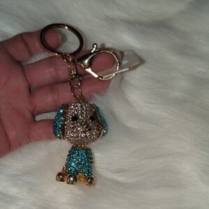 Gold and Blue Dog Keychain